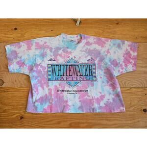 East West Whitewater Rafting Coloma California River Cropped T-shirt Sz XL